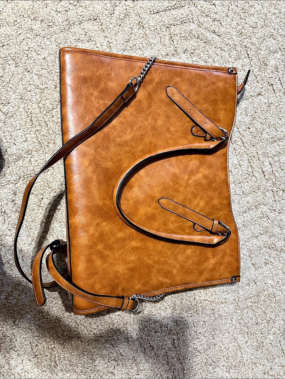 Leather Laptop Tote Bag in Brown
